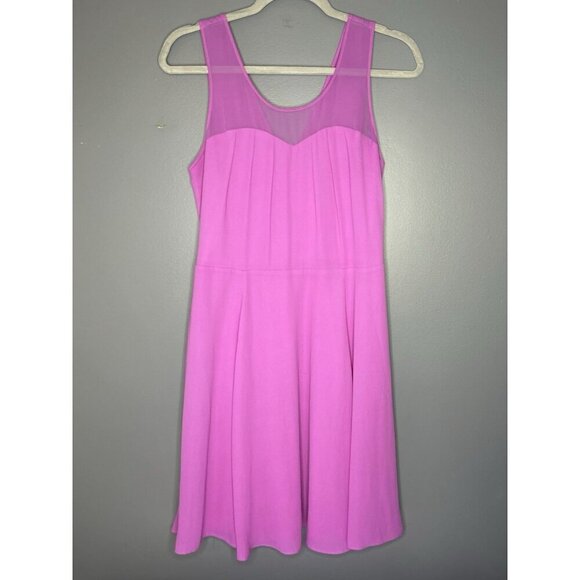 Express Flowy Chiffon Dress Womens 10 Fuchsia Pink Purple Fit & Flare Party Date - Picture 3 of 10
